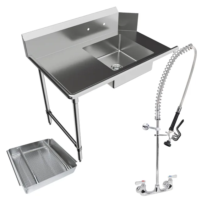 BK Resources BKSDT-48-L-SS-P3-G — Dish Table, 18-ga