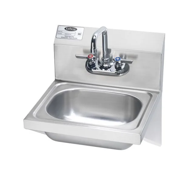 Krowne HS-10 — Wall-Mount Hand Sink, 15.75"W x 15.25"D, 20-ga 304 stainless